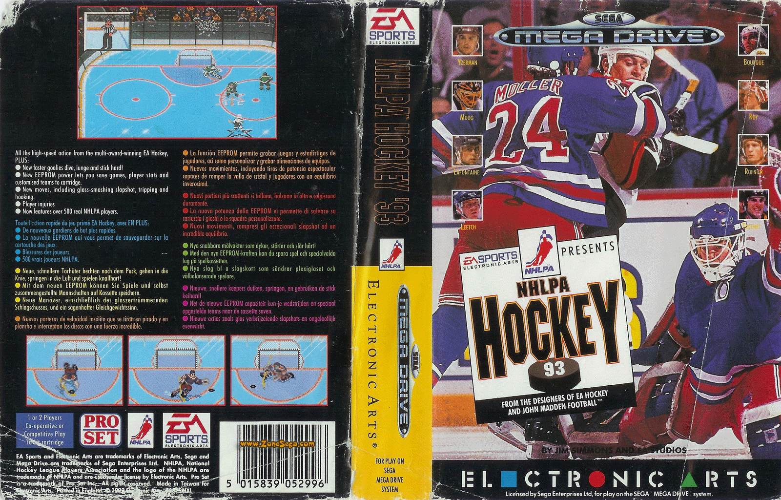 NHLPA '93 Mega Drive Cover Scan